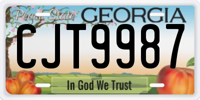 GA license plate CJT9987