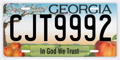 GA license plate CJT9992