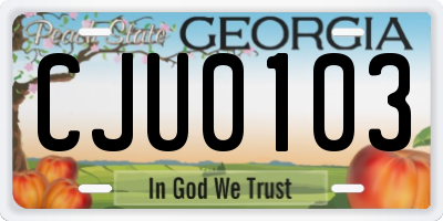 GA license plate CJU0103