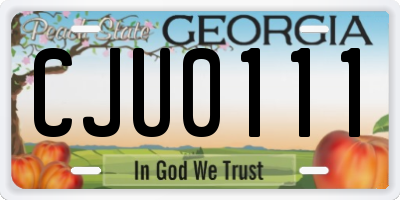 GA license plate CJU0111