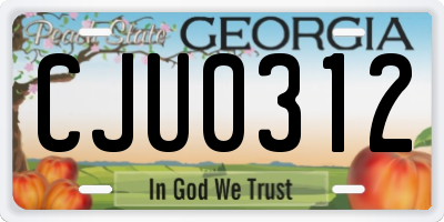 GA license plate CJU0312
