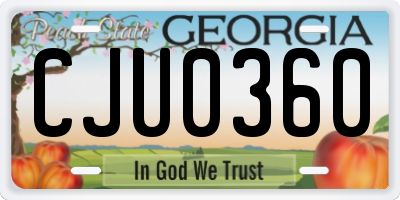 GA license plate CJU0360