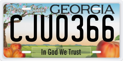 GA license plate CJU0366