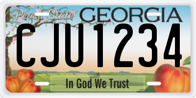 GA license plate CJU1234