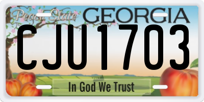 GA license plate CJU1703