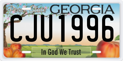GA license plate CJU1996