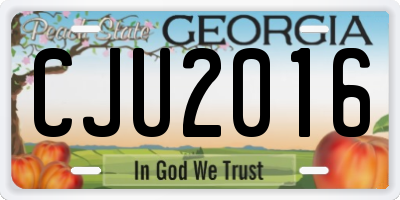GA license plate CJU2016