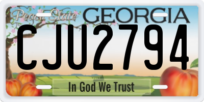 GA license plate CJU2794