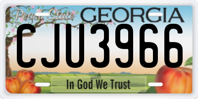 GA license plate CJU3966