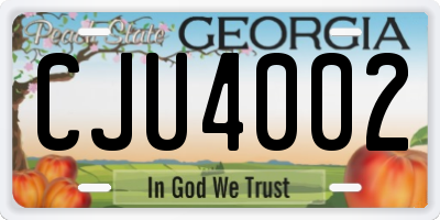 GA license plate CJU4002