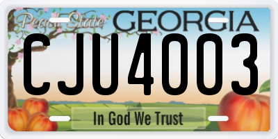 GA license plate CJU4003