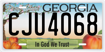 GA license plate CJU4068