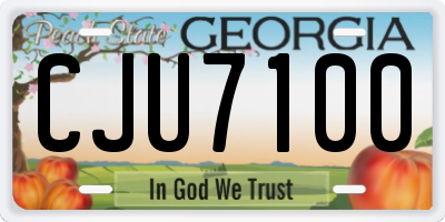 GA license plate CJU7100