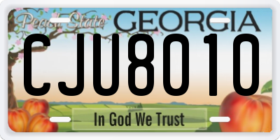 GA license plate CJU8010