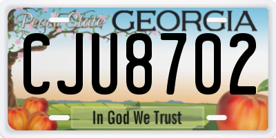GA license plate CJU8702