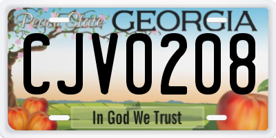 GA license plate CJV0208