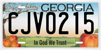 GA license plate CJV0215
