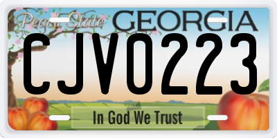 GA license plate CJV0223
