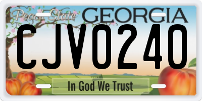 GA license plate CJV0240