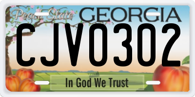 GA license plate CJV0302