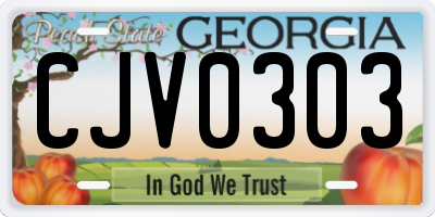 GA license plate CJV0303