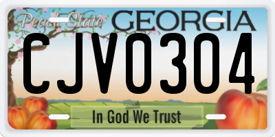 GA license plate CJV0304