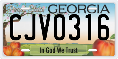 GA license plate CJV0316