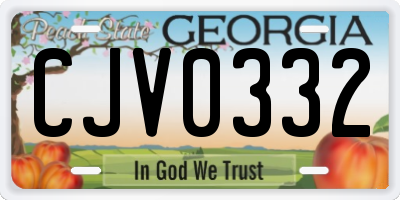 GA license plate CJV0332