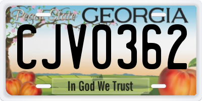 GA license plate CJV0362