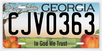 GA license plate CJV0363