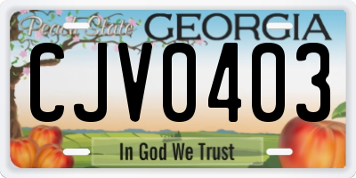 GA license plate CJV0403