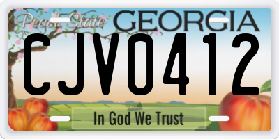 GA license plate CJV0412