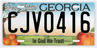 GA license plate CJV0416