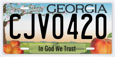 GA license plate CJV0420