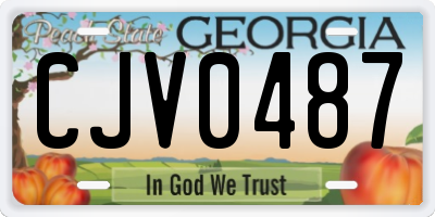 GA license plate CJV0487
