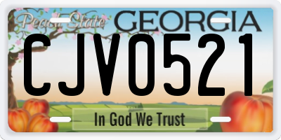 GA license plate CJV0521
