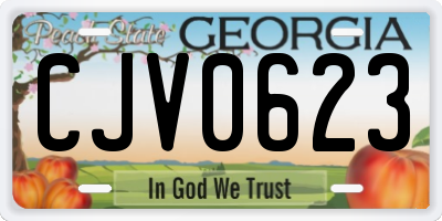 GA license plate CJV0623