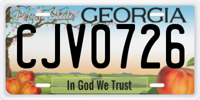 GA license plate CJV0726