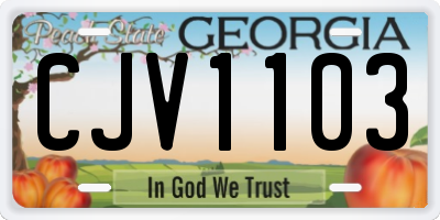 GA license plate CJV1103