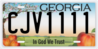 GA license plate CJV1111