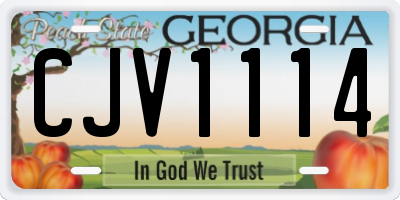 GA license plate CJV1114