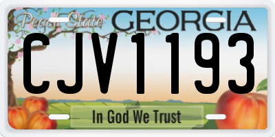 GA license plate CJV1193