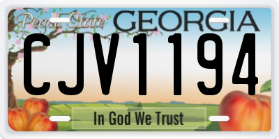 GA license plate CJV1194