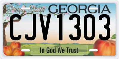 GA license plate CJV1303