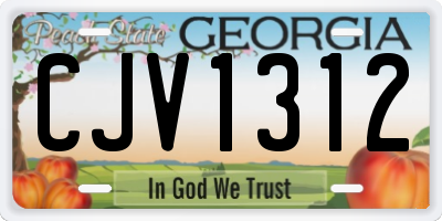 GA license plate CJV1312