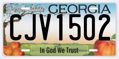 GA license plate CJV1502