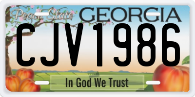 GA license plate CJV1986