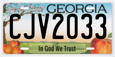GA license plate CJV2033