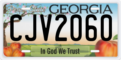 GA license plate CJV2060