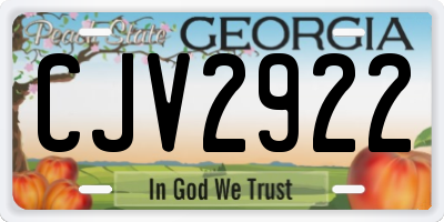 GA license plate CJV2922